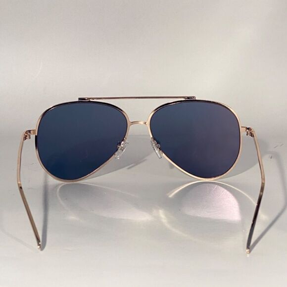 1354 Sunglasses Oversize Aviators Gold Wire Frames Silver Mirror Lens NWT - Picture 4 of 8